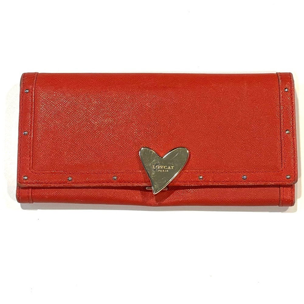 Lovcat Paris wallet and phone holder, clutch. Red leather long wallet